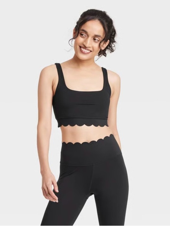 JoyLab Other - JoyLab Black Scallop Edge Crop Sports Bra